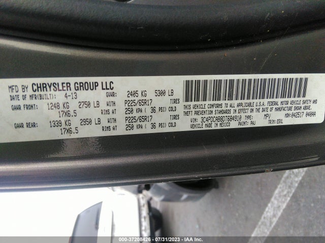 2013 DODGE JOURNEY AMERICAN VALUE PKG VIN: 3C4PDCAB8DT684910