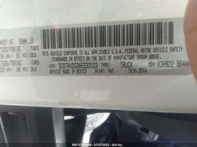 3C6TRVDG3HE533123 RAM Promaster Cargo Van
