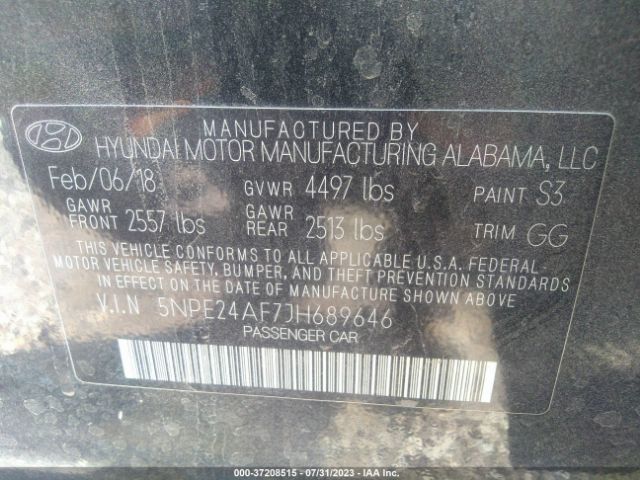 5NPE24AF7JH689646 Hyundai SONATA SE