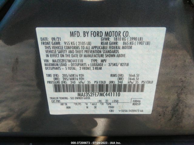 MAJ3S2FE7MC441110 Ford ECOSPORT S