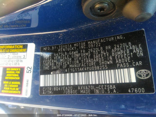 4T1G11AK4PU098255 Toyota Camry Se/se Nightshade