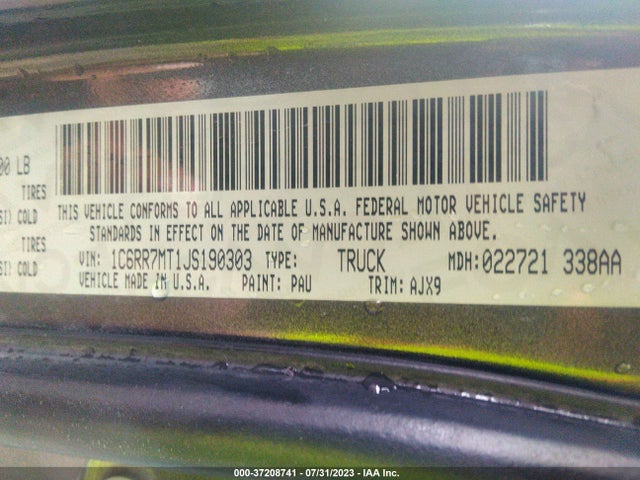 1C6RR7MT1JS190303 RAM 1500 Sport