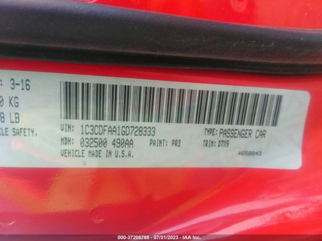 1C3CDFAA1GD728333 Dodge DART SE