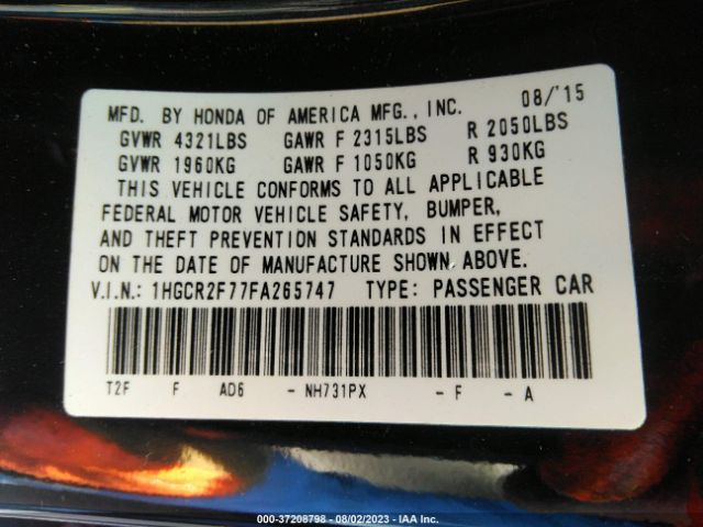 1HGCR2F77FA265747 Honda Accord Sedan Ex