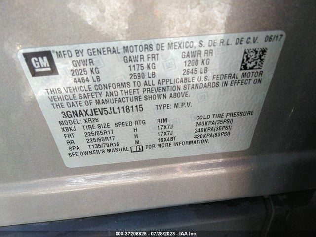 Chevrolet EQUINOX LT 2018 3GNAXJEV5JL118115 Image 9