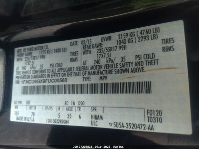 1FMCU9GX9FUC00560 Ford ESCAPE SE