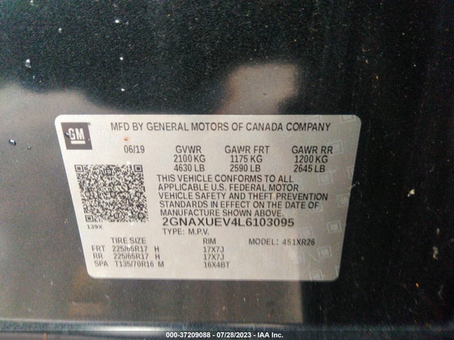 Chevrolet EQUINOX LT 2020 2GNAXUEV4L6103095 Image 9
