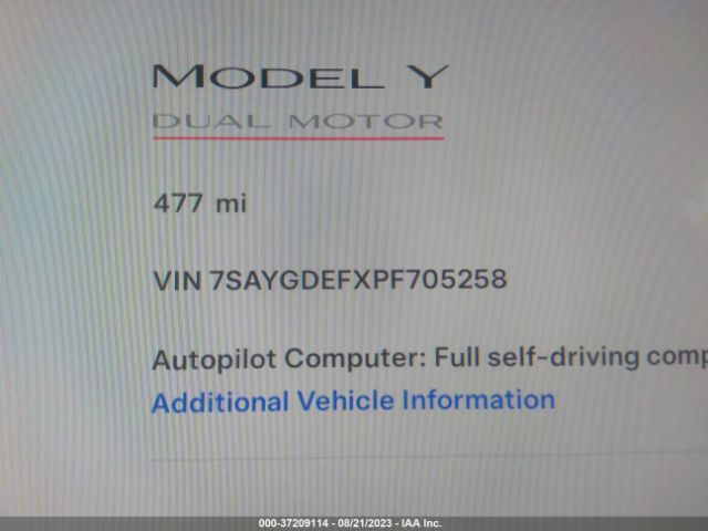 7SAYGDEFXPF705258 Tesla Model Y Performance
