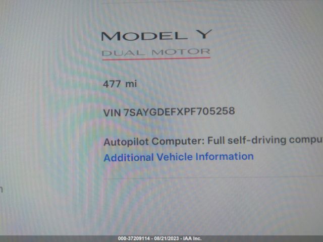 7SAYGDEFXPF705258 Tesla Model Y Performance