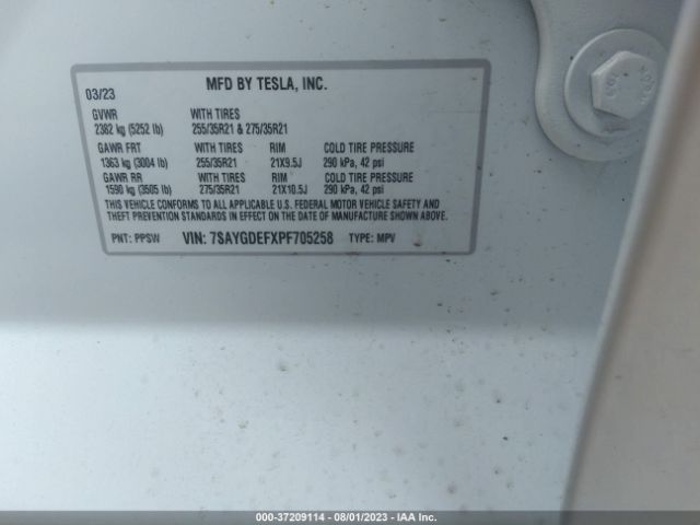 7SAYGDEFXPF705258 Tesla Model Y Performance