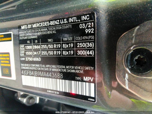 4JGFB4JB9MA443688 Mercedes-Benz Gle Gle 350