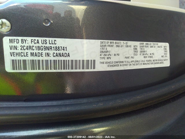 2C4RC1BG9NR188741 Chrysler Pacifica Touring L