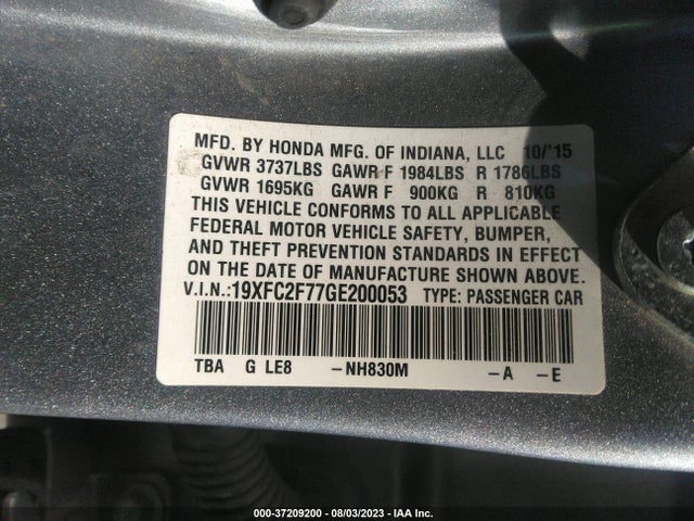 Honda Civic Sedan Ex 2016 19XFC2F77GE200053 Image 15