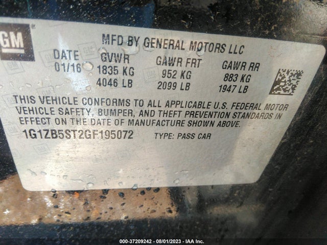 Chevrolet MALIBU LS 2016 1G1ZB5ST2GF195072 Image 9