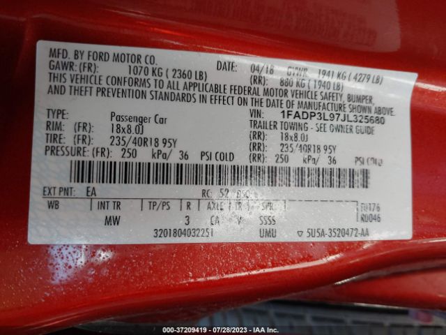 1FADP3L97JL325680 Ford FOCUS ST