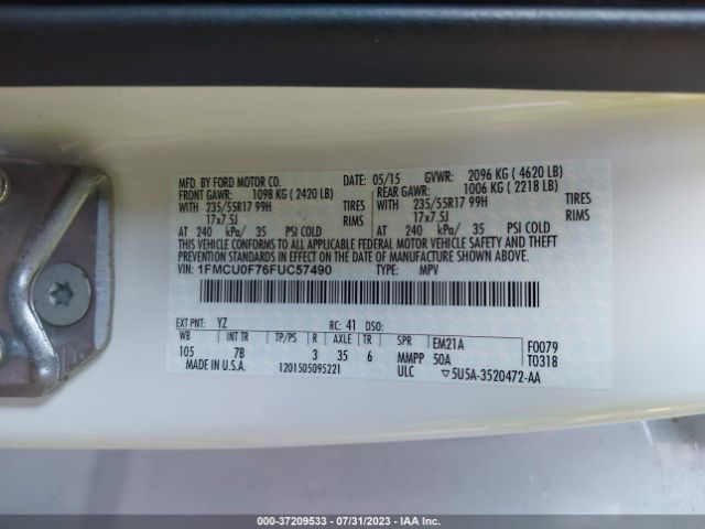 1FMCU0F76FUC57490 Ford ESCAPE S