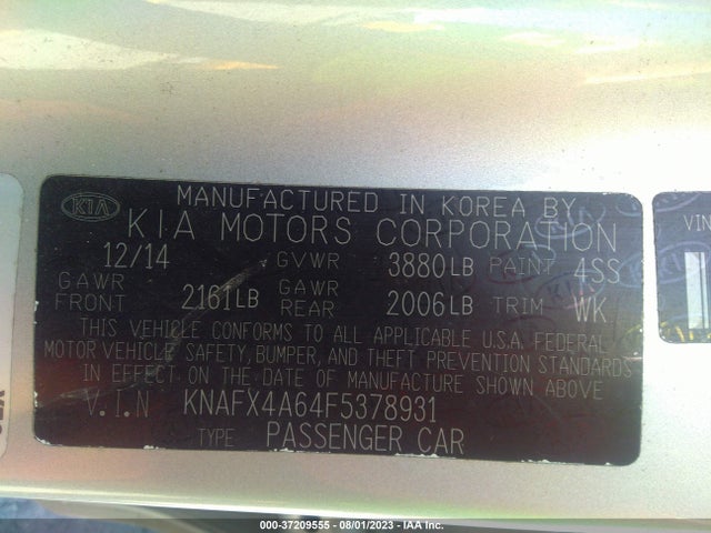 KIA FORTE LX 2015 KNAFX4A64F5378931 Image 9