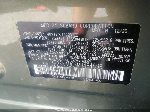 JF2SKAUC6MH484598 Subaru Forester Limited