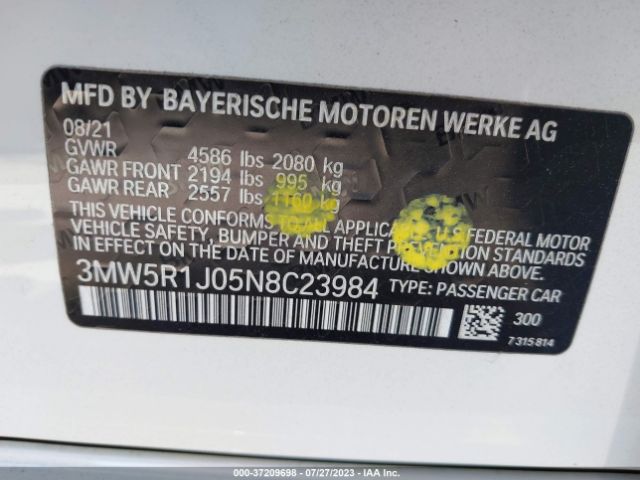 3MW5R1J05N8C23984 BMW 3 Series 330i