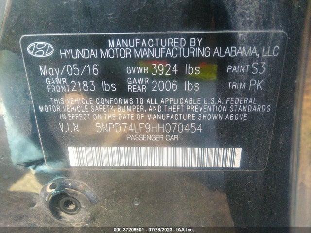 Hyundai ELANTRA SE 2017 5NPD74LF9HH070454 Image 15
