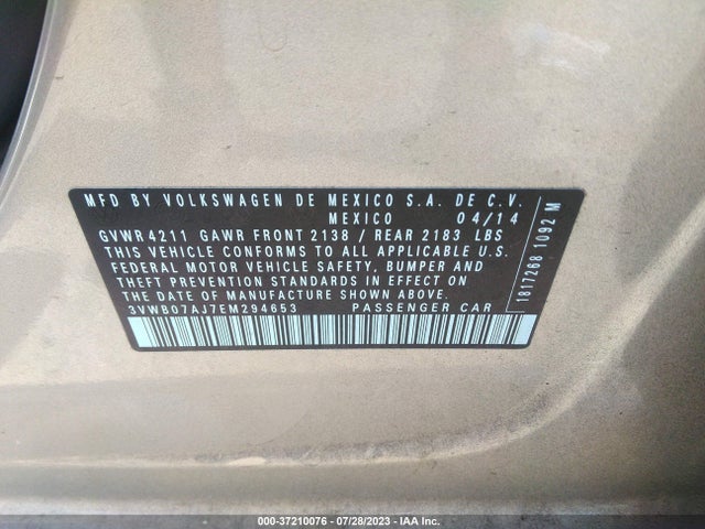 Volkswagen Jetta Sedan Se 2014 3VWB07AJ7EM294653 Image 9