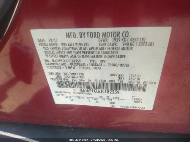 MAJ6P1CL6JC182259 Ford Ecosport Ses