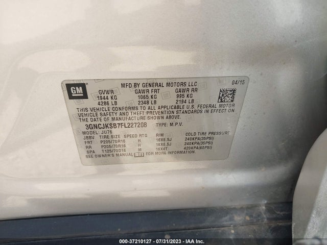 Chevrolet Trax 1ls 2015 3GNCJKSB7FL227208 Image 9