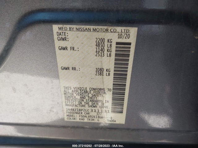 Nissan Leaf S Plus 2020 1N4BZ1BP2LC311131 Image 9