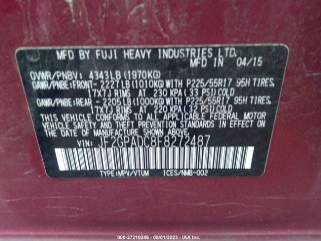 JF2GPADC8F8272487 Subaru Xv Crosstrek Premium