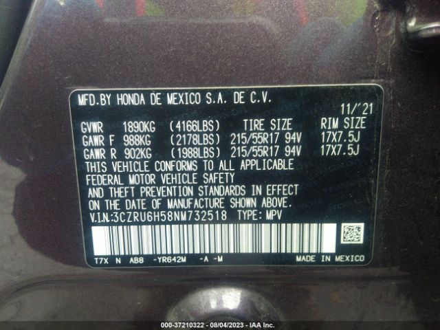 3CZRU6H58NM732518 Honda HR-V EX