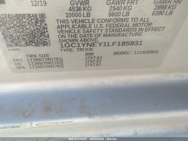 Chevrolet Silverado 2500hd Lt 2020 1GC1YNEY1LF185931 Image 15