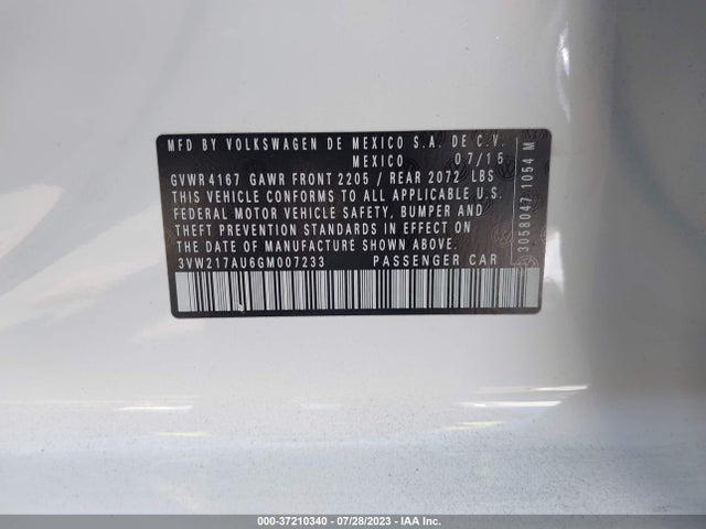 3VW217AU6GM007233 Volkswagen Golf Tsi S