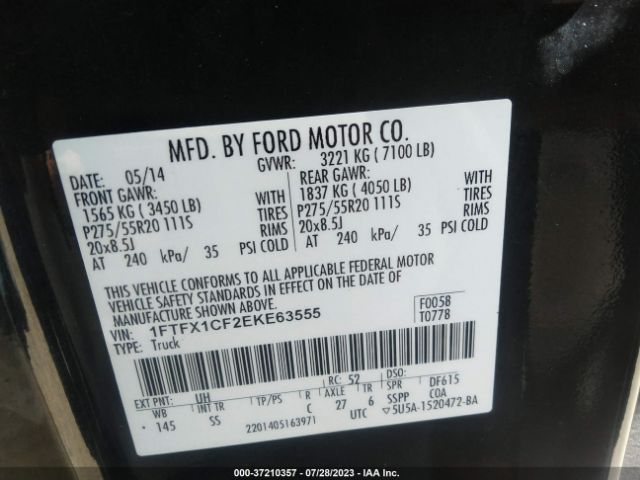 1FTFX1CF2EKE63555 Ford F-150 Xl/xlt/stx/fx2/lariat