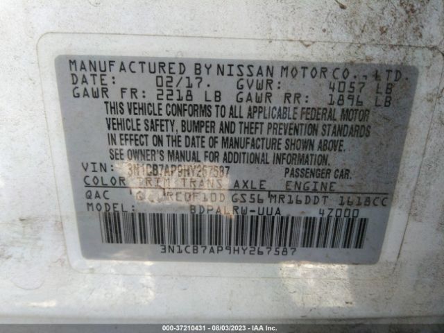 3N1CB7AP9HY267587 Nissan Sentra Sr Turbo