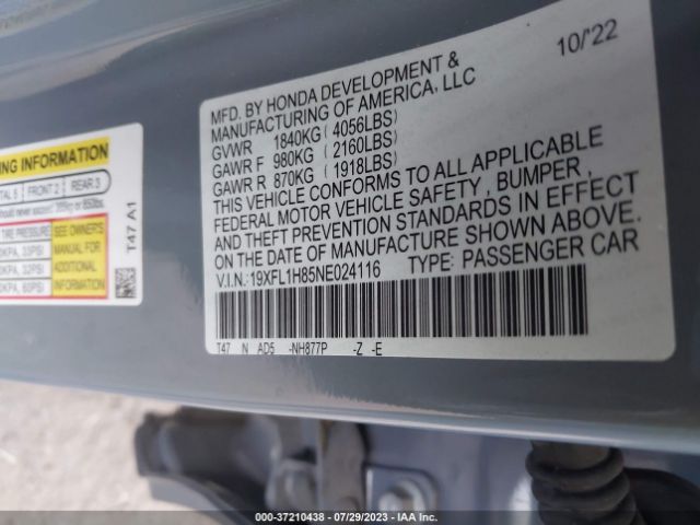 19XFL1H85NE024116 Honda Civic Hatchback Sport Touring