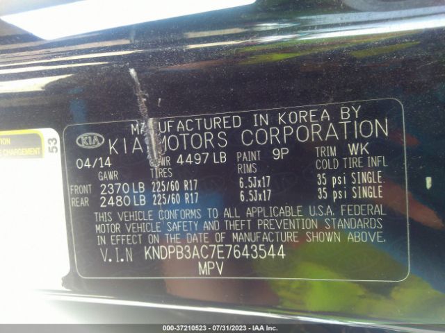 KNDPB3AC7E7643544 KIA Sportage Lx
