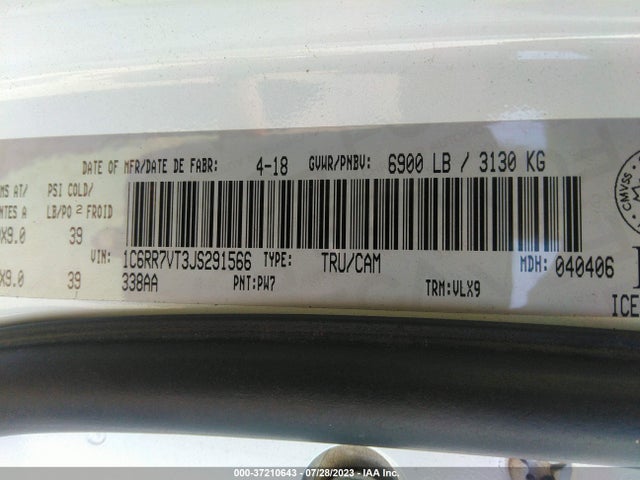 1C6RR7VT3JS291566 RAM 1500 Laramie