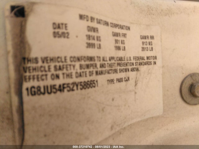 2002 SATURN LS VIN: 1G8JU54F52Y586651