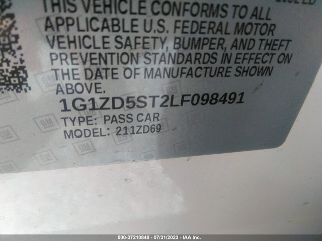 Chevrolet MALIBU LT 2020 1G1ZD5ST2LF098491 Image 9