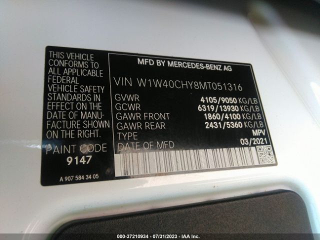 W1W40CHY8MT051316 Mercedes-Benz SPRINTER VAN