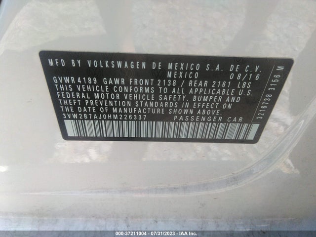 3VW2B7AJ0HM226337 Volkswagen Jetta 1.4t S