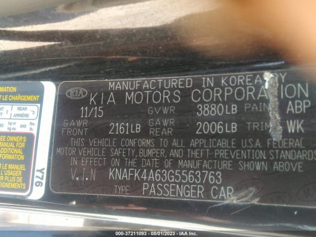 KNAFK4A63G5563763 KIA FORTE LX