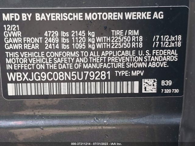 WBXJG9C08N5U79281 BMW X1 Xdrive28i