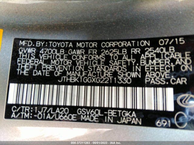 JTHBK1GGXG2211330 Lexus ES 350