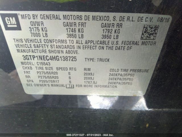 3GTP1NEC4HG138725 GMC Sierra 1500 Slt
