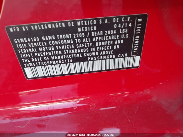 3VW5T7AU5FM002174 Volkswagen Golf Gti Se