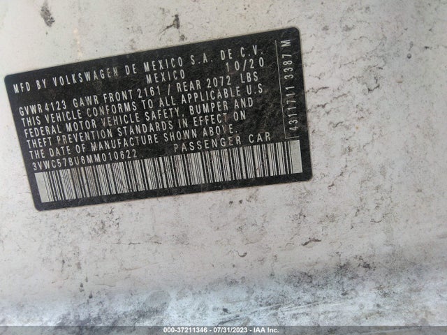 3VWC57BU6MM010622 Volkswagen Jetta S/se/r-line