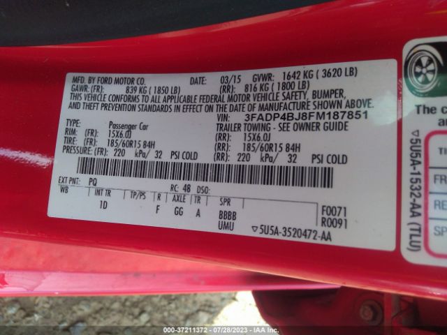 3FADP4BJ8FM187851 Ford FIESTA SE