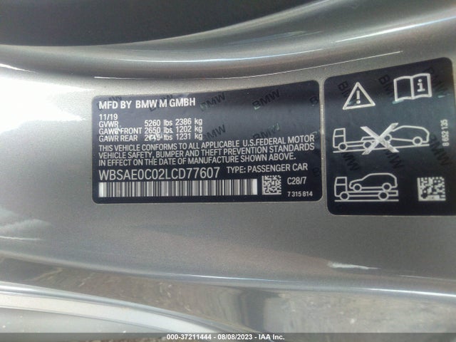 2020 BMW M8, VIN: WBSAE0C02LCD77607