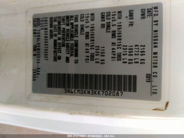 3N6CM0KN3KK702087 Nissan Nv200 Compact Cargo S